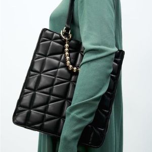 Zara quilted tote bag
